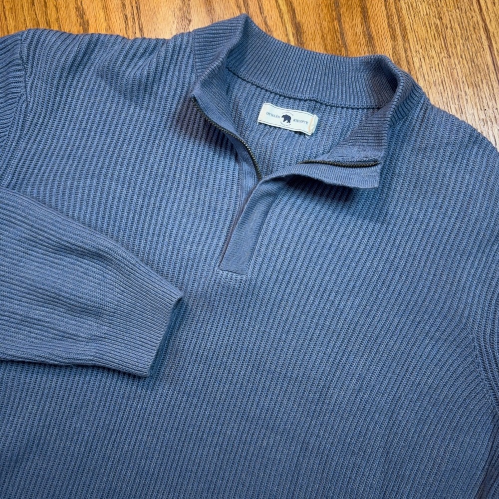 Onward Reserve 1/4 Zip Pullover Sweater Mens XL Blue Ribbed Mock Neck Wool Blend